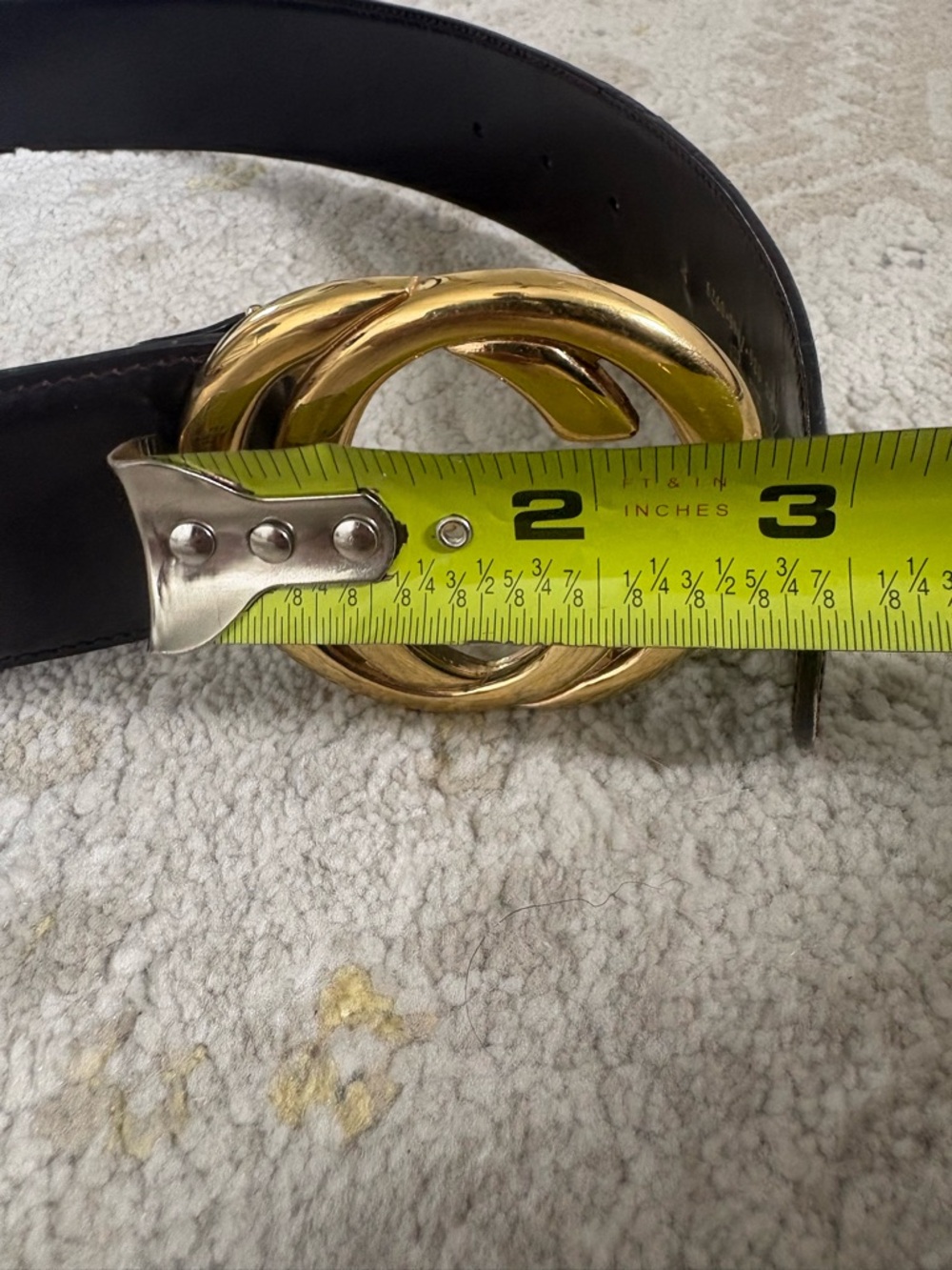 Brown Patent Leather Double G Gold Buckle Belt - Picture 11 of 12
